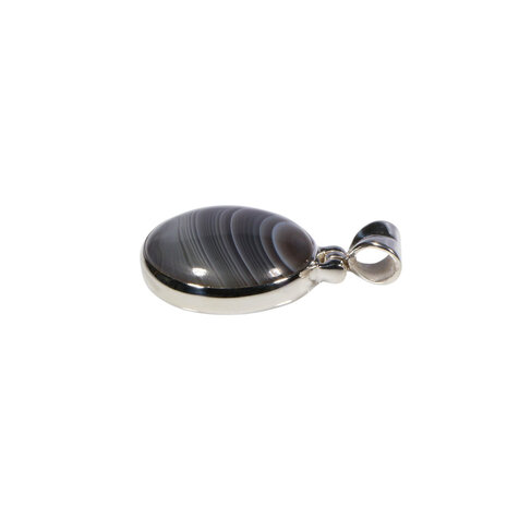 Zilveren hanger agaat (Botswana) | rond 1,8 cm Zilveren hanger agaat (Botswana) | rond 1,8 cm