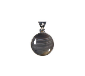 Zilveren hanger agaat (Botswana) | rond 1,7 cm Zilveren hanger agaat (Botswana) | rond 1,7 cm