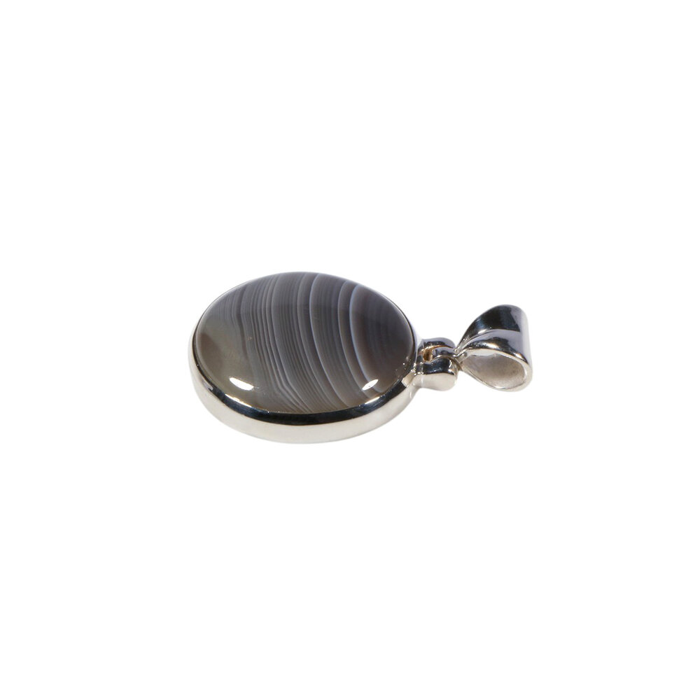 Zilveren hanger agaat (Botswana) | rond 1,7 cm Zilveren hanger agaat (Botswana) | rond 1,7 cm