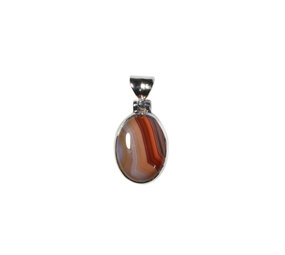 Zilveren hanger agaat (Botswana) | ovaal 1,6 x 1,2 cm Zilveren hanger agaat (Botswana) | ovaal 1,6 x 1,2 cm