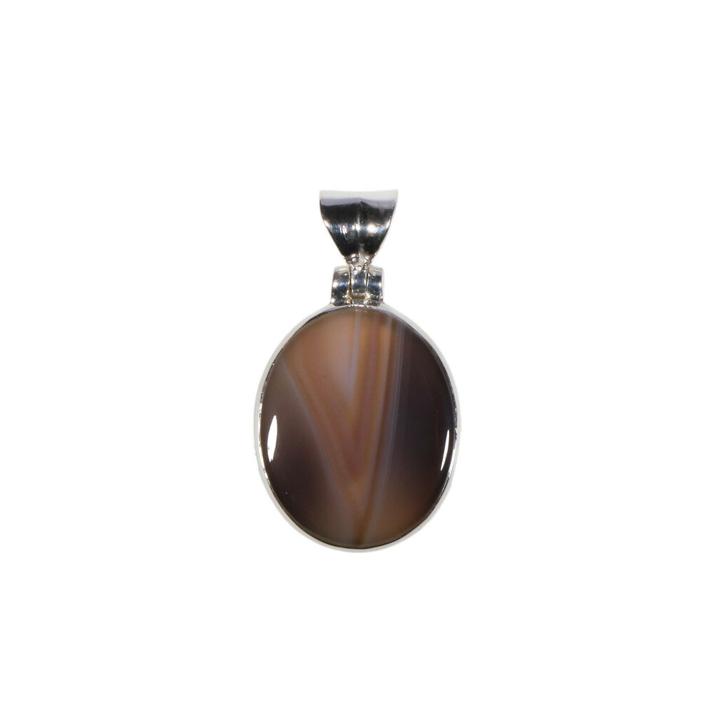 Zilveren hanger agaat (Botswana) | ovaal 1,9 x 1,6 cm Zilveren hanger agaat (Botswana) | ovaal 1,9 x 1,6 cm