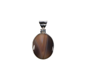 Zilveren hanger agaat (Botswana) | ovaal 1,9 x 1,6 cm Zilveren hanger agaat (Botswana) | ovaal 1,9 x 1,6 cm