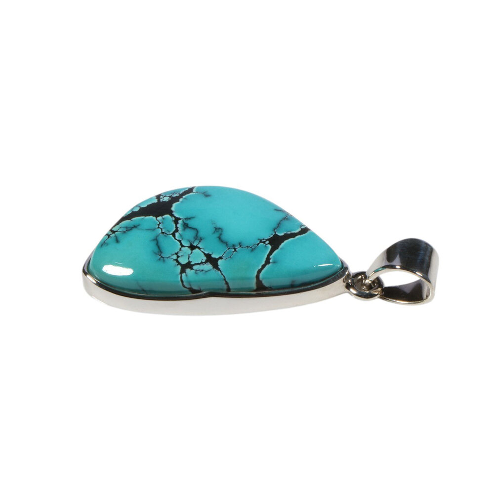 Zilveren hanger turkoois | druppel 3 x 1,8 cm Zilveren hanger turkoois | druppel 3 x 1,8 cm