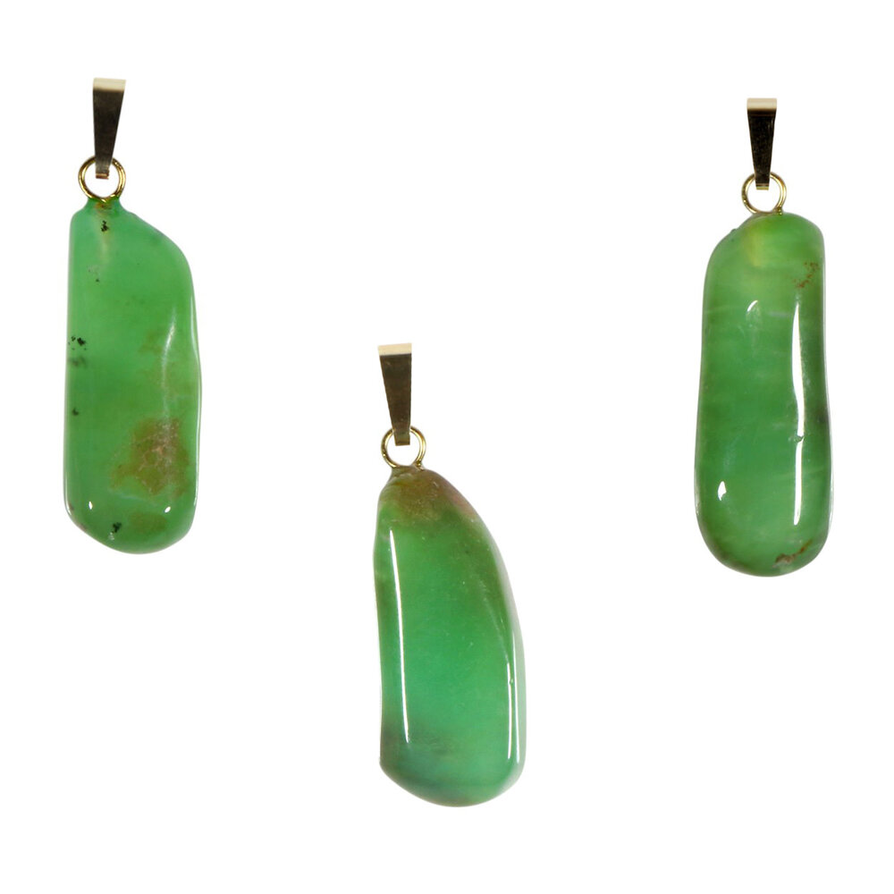 Chrysopraas hanger met 14k gouden oogje Chrysopraas hanger met 14k gouden oogje