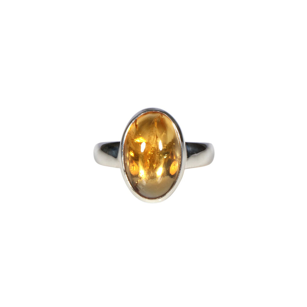 Zilveren ring citrien maat 19 | ovaal 1,4 x 1 cm Zilveren ring citrien maat 19 | ovaal 1,4 x 1 cm
