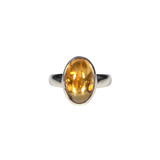 Zilveren ring citrien maat 19 | ovaal 1,4 x 1 cm