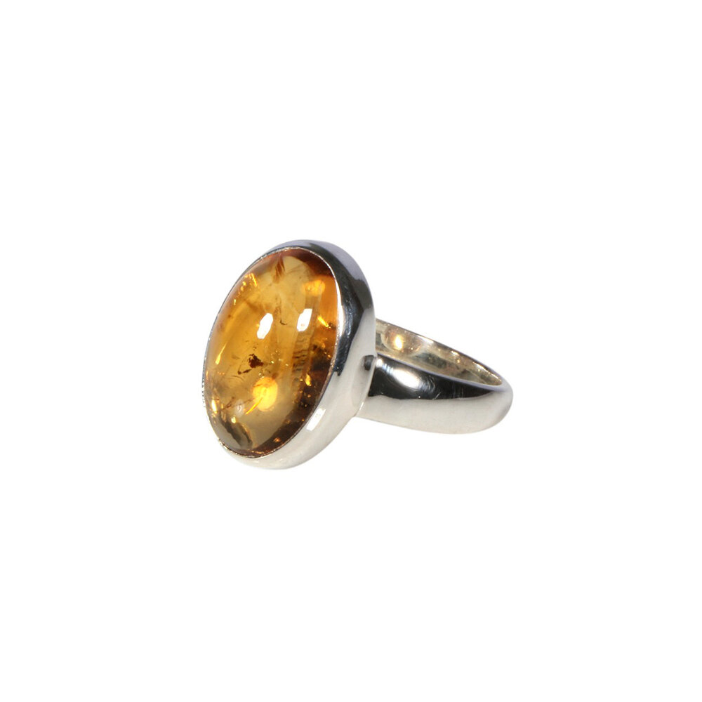 Zilveren ring citrien maat 19 | ovaal 1,4 x 1 cm Zilveren ring citrien maat 19 | ovaal 1,4 x 1 cm