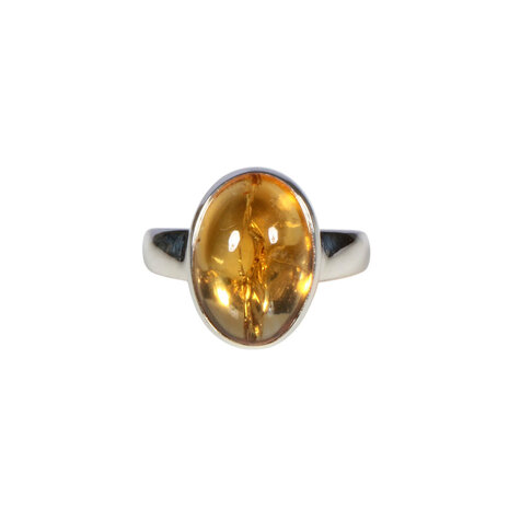 Zilveren ring citrien maat 17 | ovaal 1,5 x 1 cm Zilveren ring citrien maat 17 | ovaal 1,5 x 1 cm