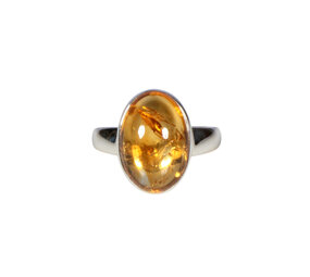 Zilveren ring citrien maat 17 1/2 | ovaal 1,6 x 1,1 cm Zilveren ring citrien maat 17 1/2 | ovaal 1,6 x 1,1 cm