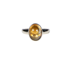 Zilveren ring citrien maat 19 | ovaal 1,2 x 0,9 cm Zilveren ring citrien maat 19 | ovaal 1,2 x 0,9 cm