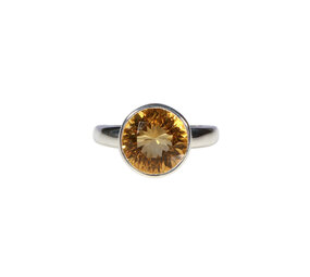 Zilveren ring citrien maat 18 1/2 | rond facet 1,1 cm Zilveren ring citrien maat 18 1/2 | rond facet 1,1 cm