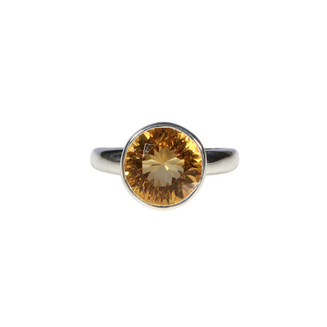 Zilveren ring citrien maat 18 1/2 | rond facet 1,1 cm Zilveren ring citrien maat 18 1/2 | rond facet 1,1 cm