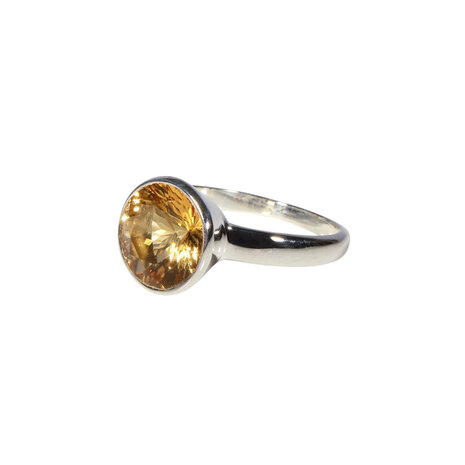 Zilveren ring citrien maat 18 1/2 | rond facet 1,1 cm Zilveren ring citrien maat 18 1/2 | rond facet 1,1 cm