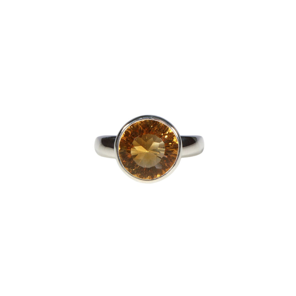Zilveren ring citrien maat 17 | rond facet 1 cm Zilveren ring citrien maat 17 | rond facet 1 cm