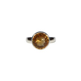 Zilveren ring citrien maat 17 | rond facet 1 cm