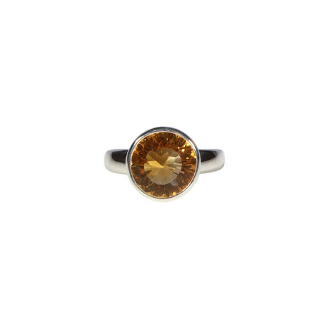Zilveren ring citrien maat 17 | rond facet 1 cm Zilveren ring citrien maat 17 | rond facet 1 cm