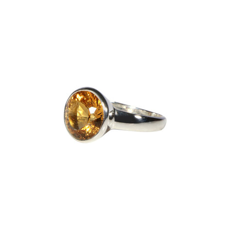 Zilveren ring citrien maat 17 | rond facet 1 cm Zilveren ring citrien maat 17 | rond facet 1 cm