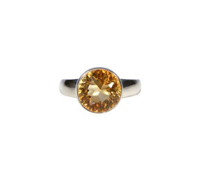 Zilveren ring citrien maat 20 1/2 | rond facet 1,2 cm Zilveren ring citrien maat 20 1/2 | rond facet 1,2 cm