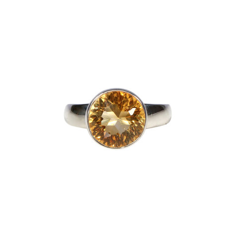 Zilveren ring citrien maat 20 1/2 | rond facet 1,2 cm Zilveren ring citrien maat 20 1/2 | rond facet 1,2 cm