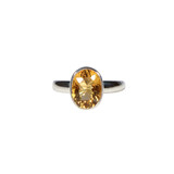 Zilveren ring citrien maat 18 | ovaal facet 1,1 x 0,8 cm