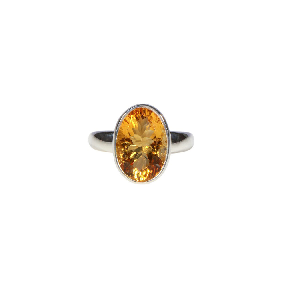 Zilveren ring citrien maat 17 | ovaal facet 1,3 x 0,9 cm Zilveren ring citrien maat 17 | ovaal facet 1,3 x 0,9 cm