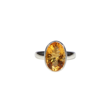 Zilveren ring citrien maat 17 | ovaal facet 1,3 x 0,9 cm Zilveren ring citrien maat 17 | ovaal facet 1,3 x 0,9 cm