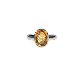 Zilveren ring citrien maat 17 | ovaal facet 1 x 0,8 cm Zilveren ring citrien maat 17 | ovaal facet 1 x 0,8 cm