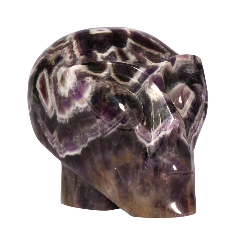 Amethist (chevron) alien schedel 10,3 x 8,4 x 9,5 cm | 1120 gram