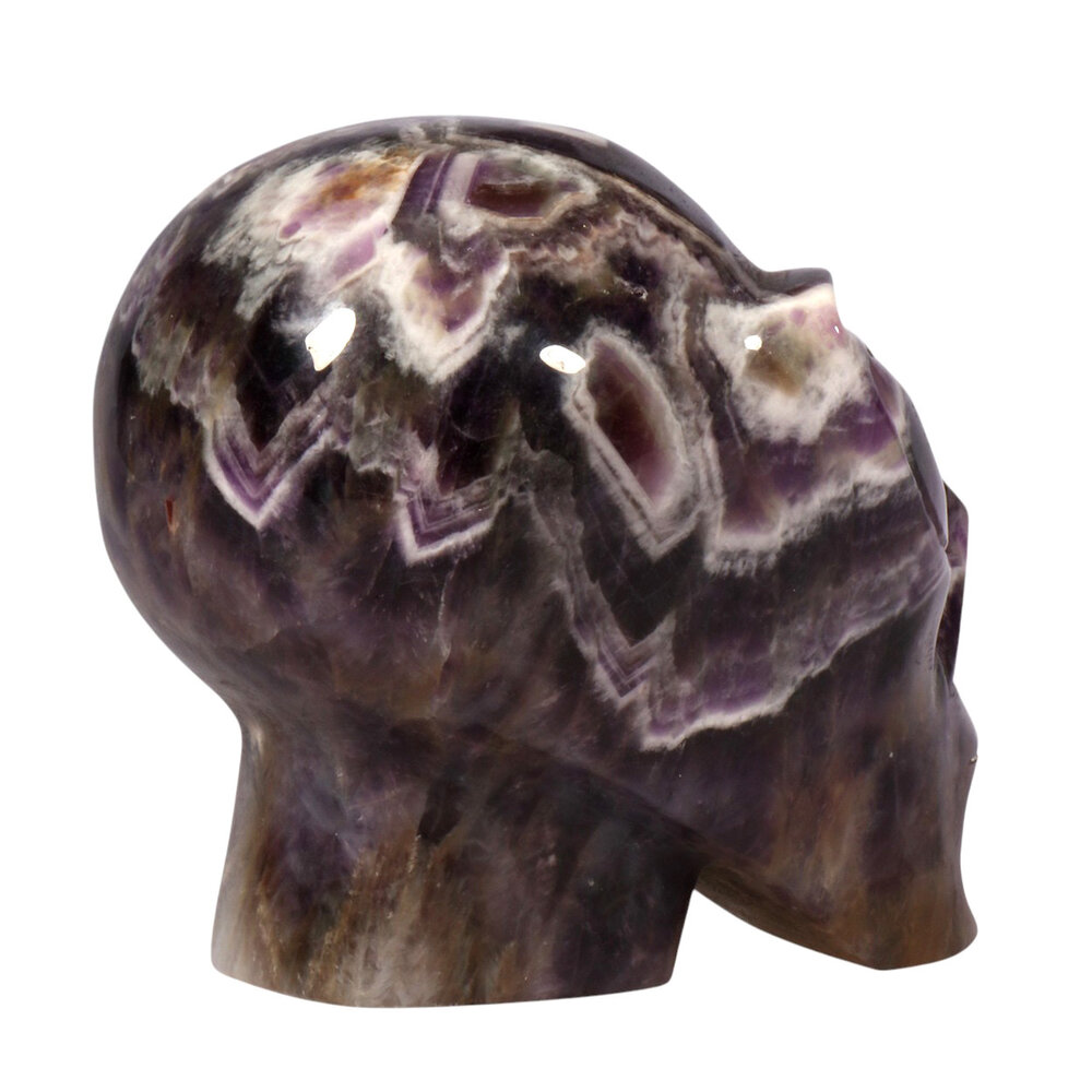 Amethist (chevron) alien schedel 10,3 x 8,4 x 9,5 cm | 1120 gram