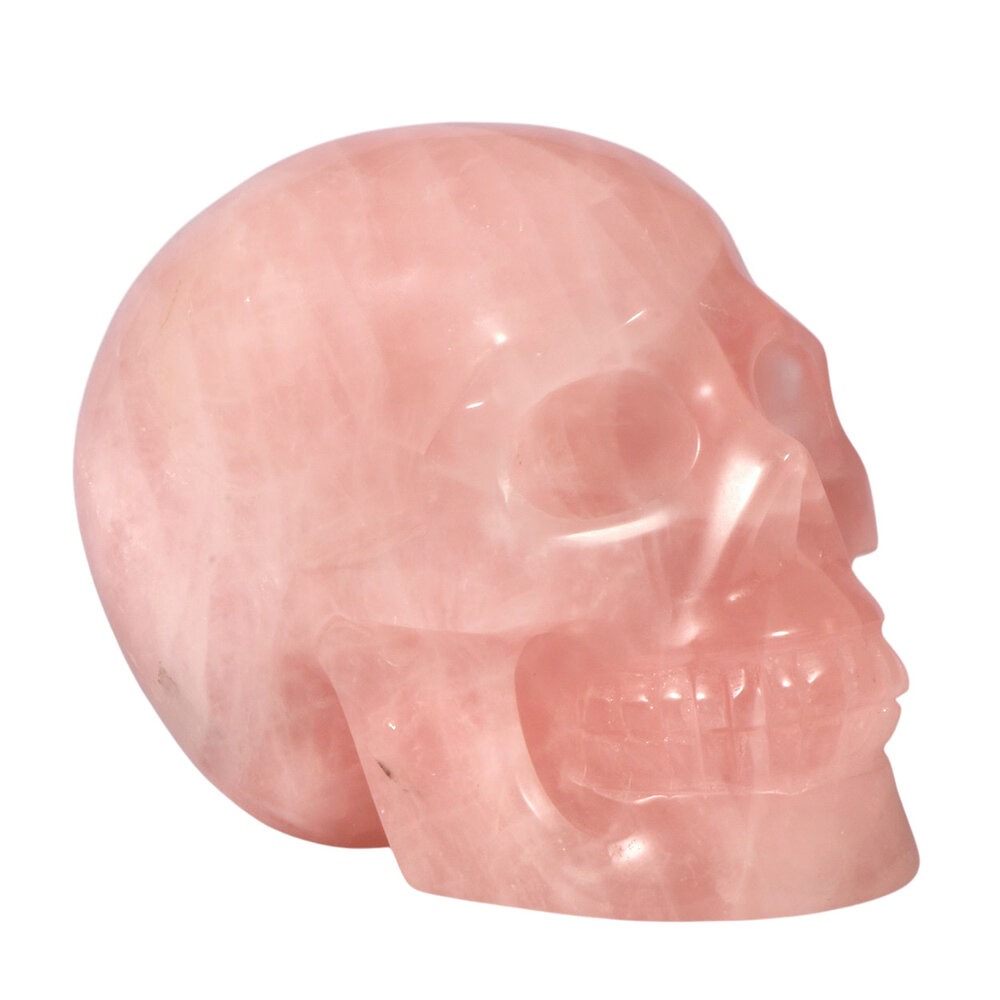 Rozenkwarts kristallen schedel 11,9 x 7,2 x 8,9 cm | 1100 gram