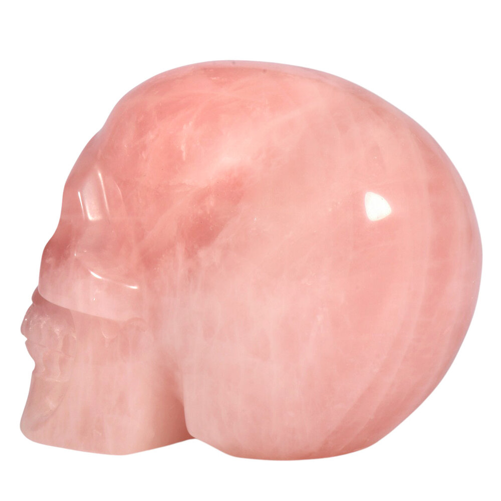 Rozenkwarts kristallen schedel 11,9 x 7,2 x 8,9 cm | 1100 gram