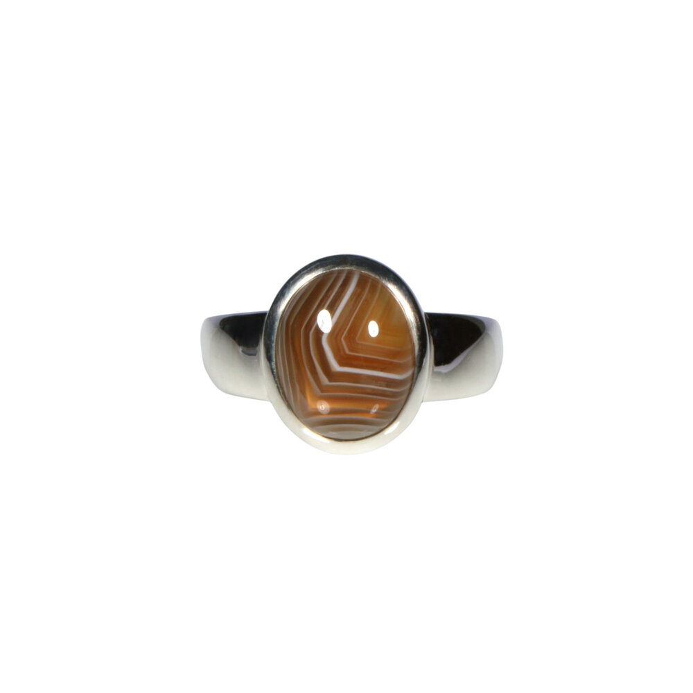 Zilveren ring agaat (Botswana) maat 18 1/2 | ovaal 1,2 x 1 cm