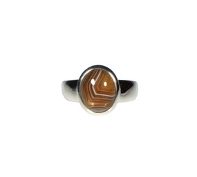 Zilveren ring agaat (Botswana) maat 18 1/2 | ovaal 1,2 x 1 cm