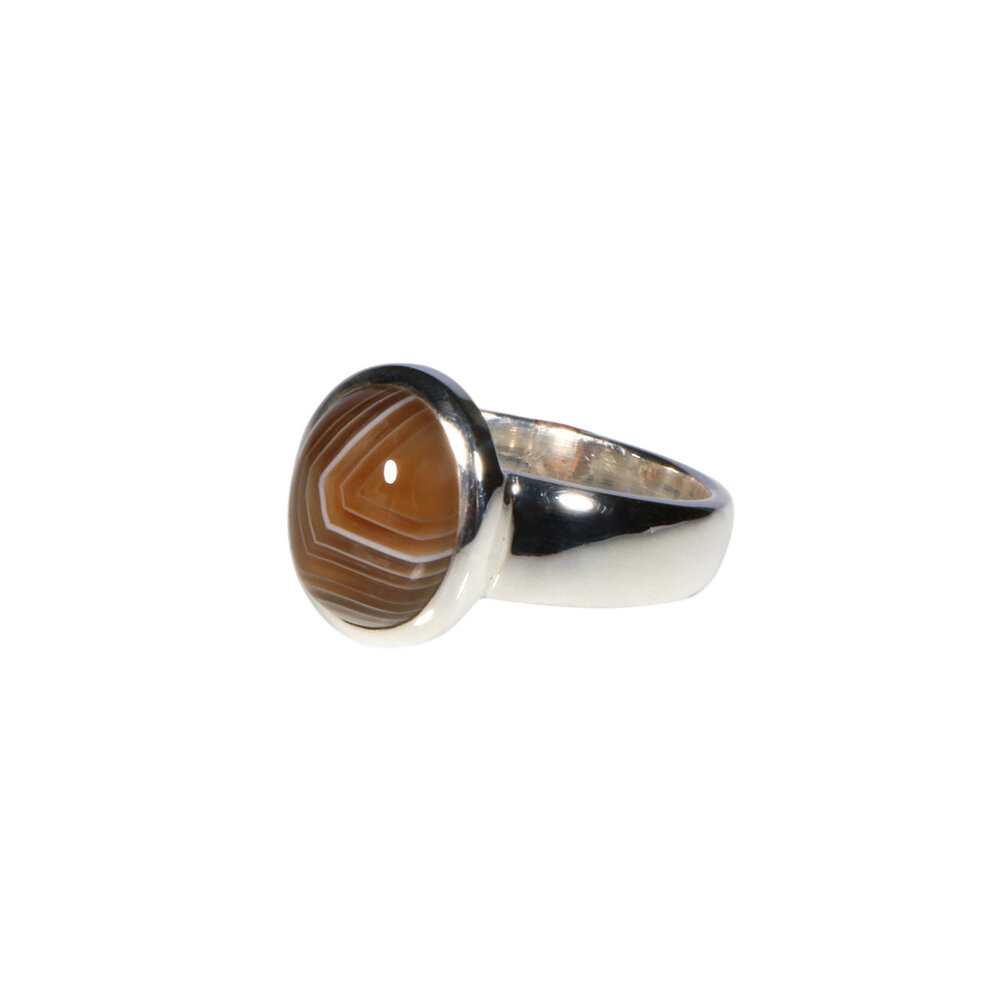 Zilveren ring agaat (Botswana) maat 18 1/2 | ovaal 1,2 x 1 cm