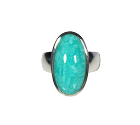 Zilveren ring amazoniet maat 19 1/2 | ovaal 2,3 x 1,2 cm