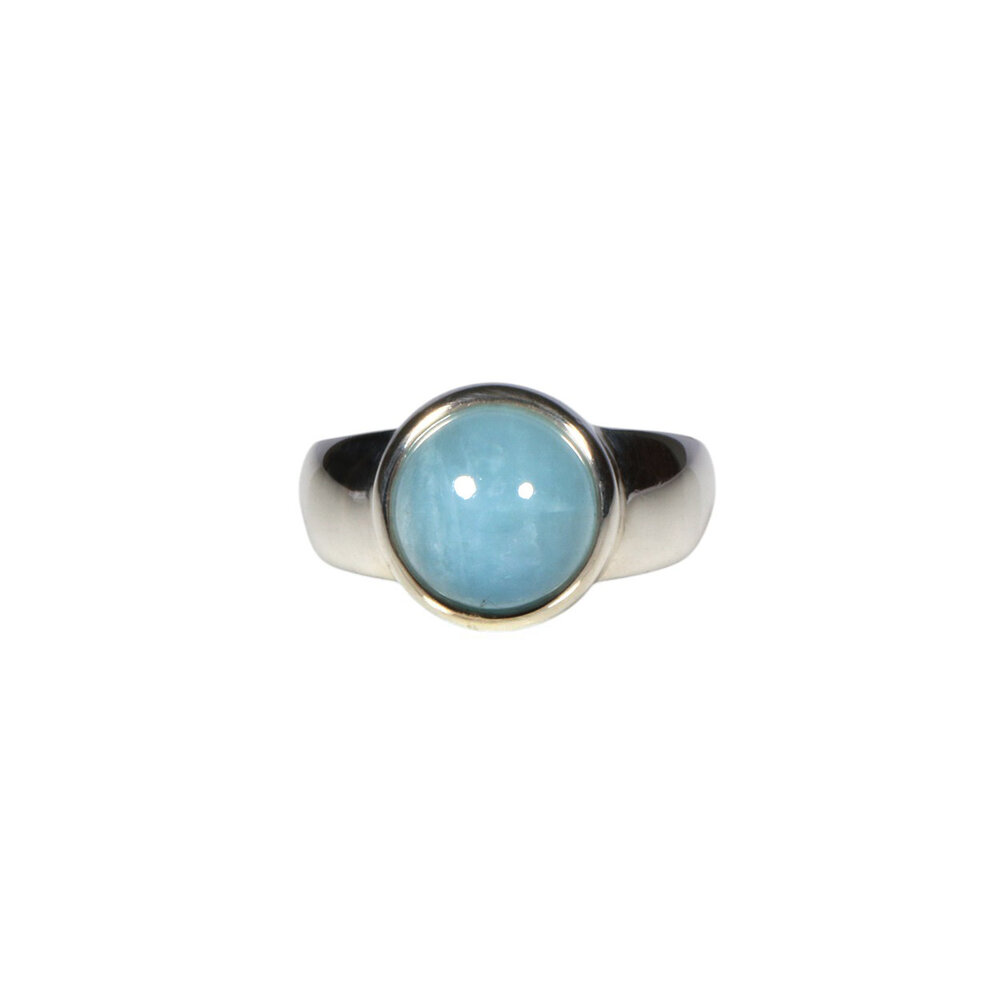Zilveren ring aquamarijn maat 17 1/2 | rond 1,0 cm