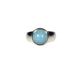 Zilveren ring aquamarijn maat 17 1/2 | rond 1,0 cm