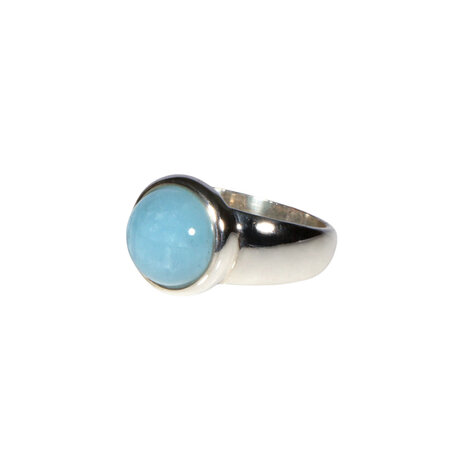 Zilveren ring aquamarijn maat 17 1/2 | rond 1,0 cm