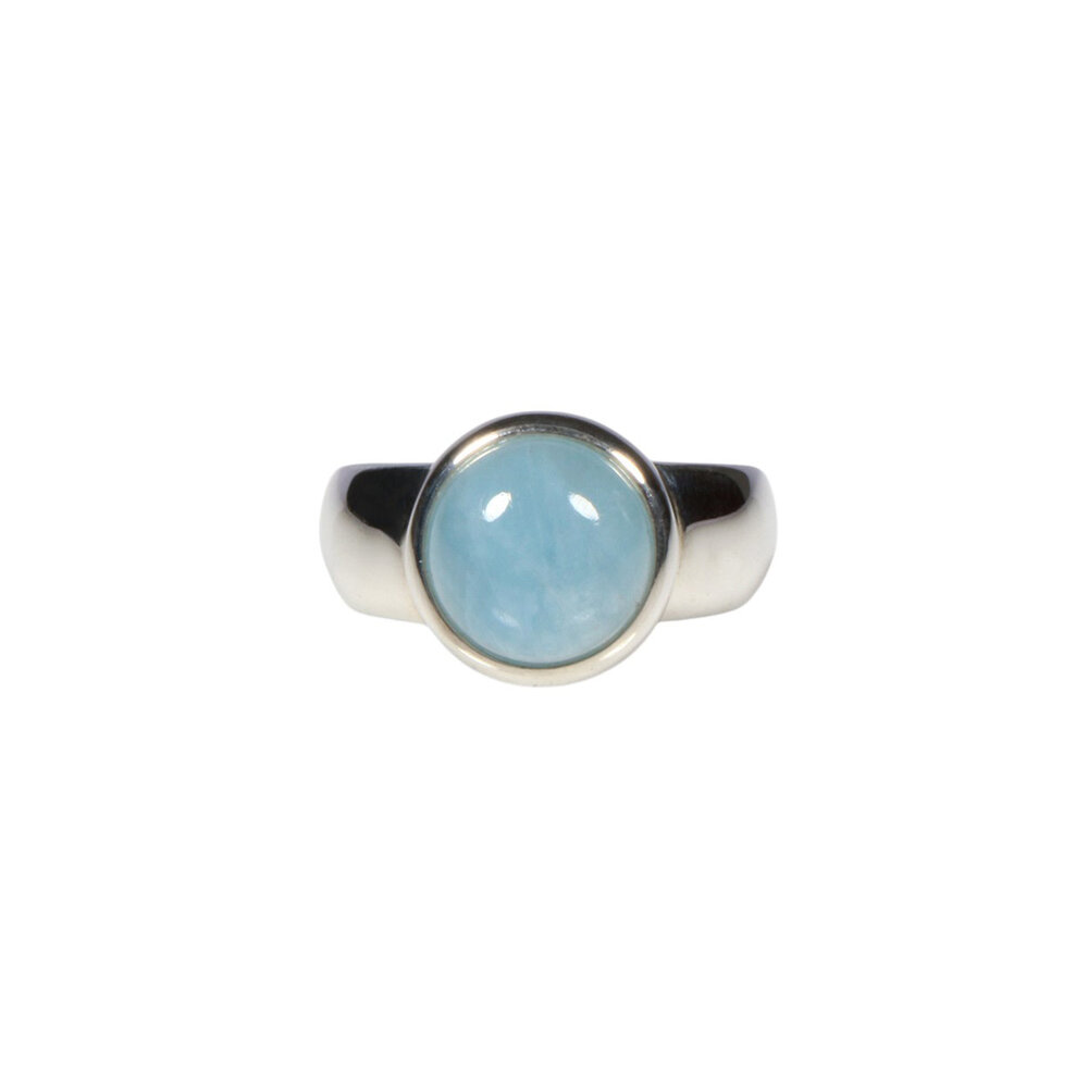 Zilveren ring aquamarijn maat 16 1/2 | rond 1,0 cm