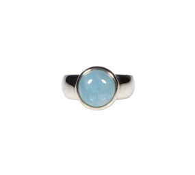 Zilveren ring aquamarijn maat 16 1/2 | rond 1,0 cm