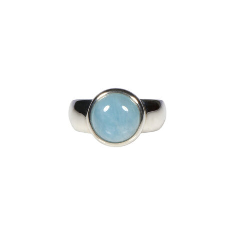 Zilveren ring aquamarijn maat 16 1/2 | rond 1,0 cm