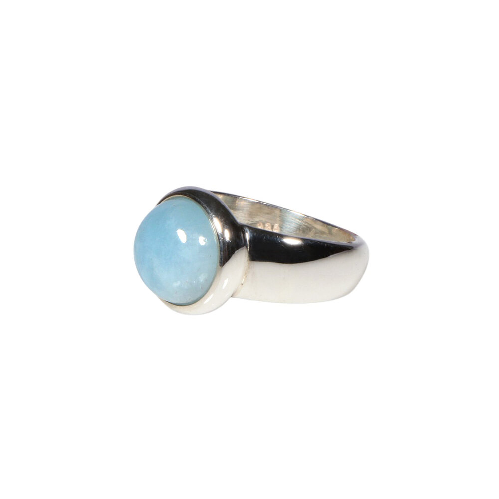 Zilveren ring aquamarijn maat 16 1/2 | rond 1,0 cm