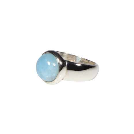 Zilveren ring aquamarijn maat 16 1/2 | rond 1,0 cm