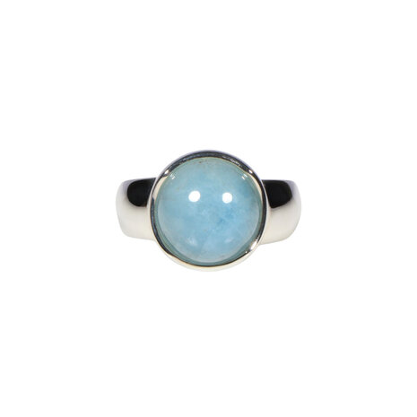 Zilveren ring aquamarijn maat 18 1/2 | rond 1,2 cm