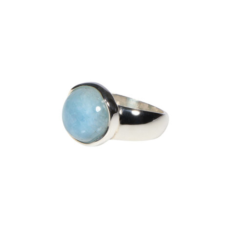 Zilveren ring aquamarijn maat 18 1/2 | rond 1,2 cm
