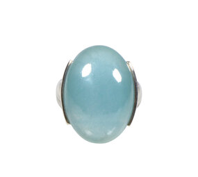 Zilveren ring aquamarijn maat 19 | ovaal gezet 2,5 x 1,8 cm