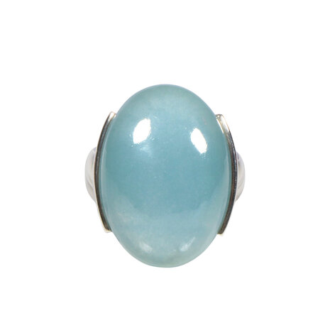 Zilveren ring aquamarijn maat 19 | ovaal gezet 2,5 x 1,8 cm