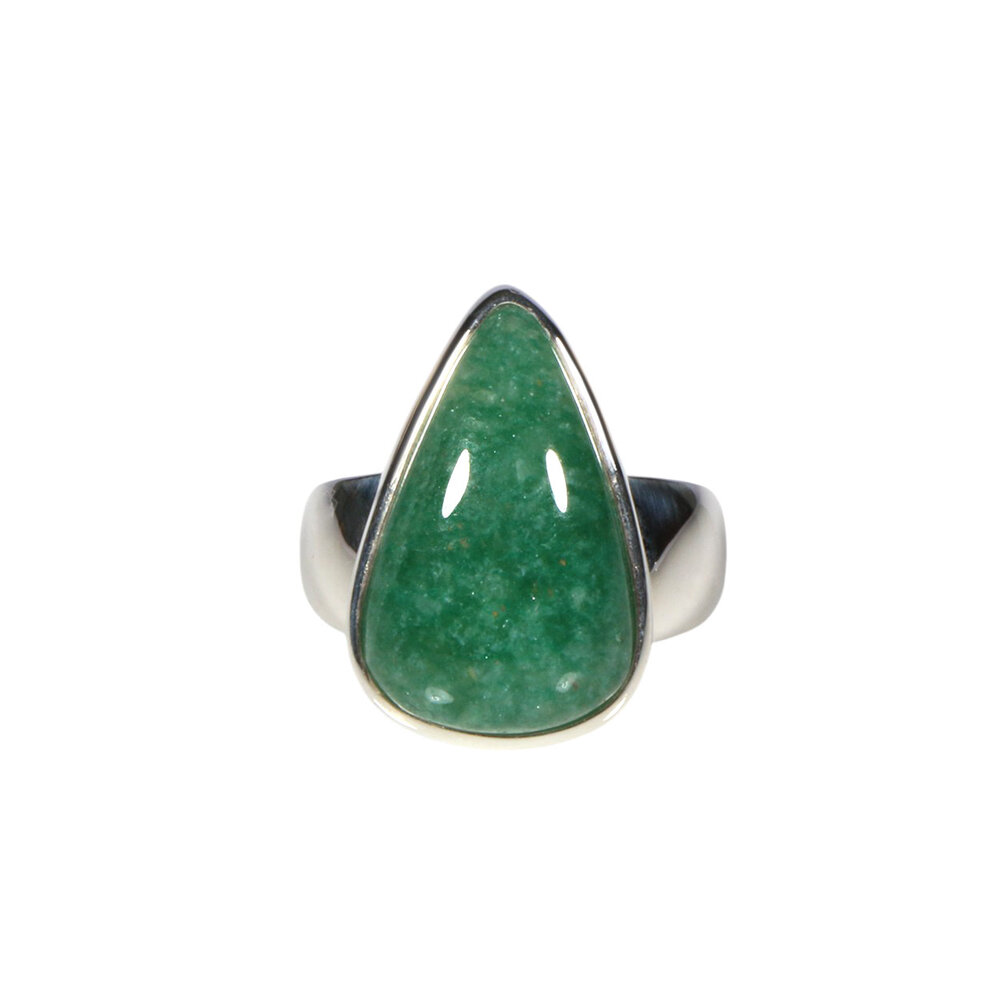 Zilveren ring aventurijn maat 17 1/2 | druppel 2,0 x 1,2 cm