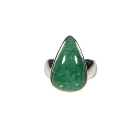 Zilveren ring aventurijn maat 17 1/2 | druppel 2,0 x 1,2 cm