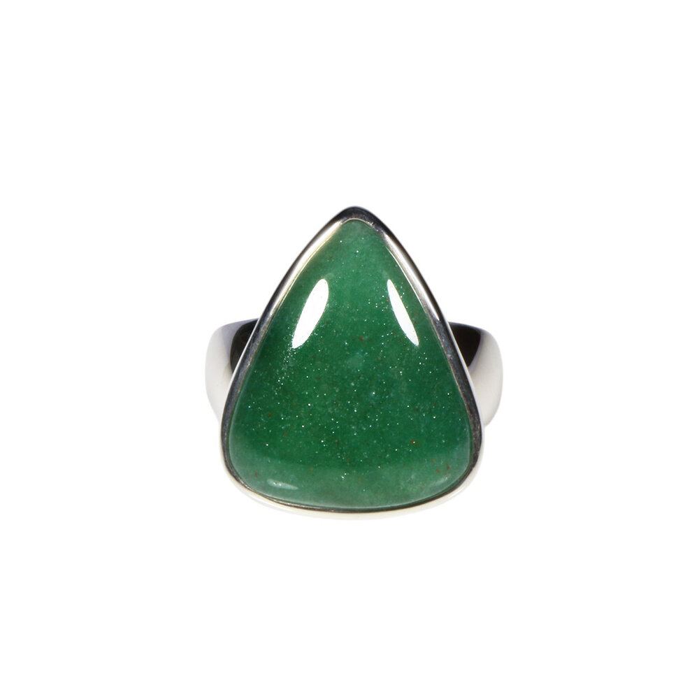 Zilveren ring aventurijn maat 18 | driehoek 1,9 x 1,6 cm
